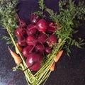 beautiful vegetable table setting from beets and carrots display on sale